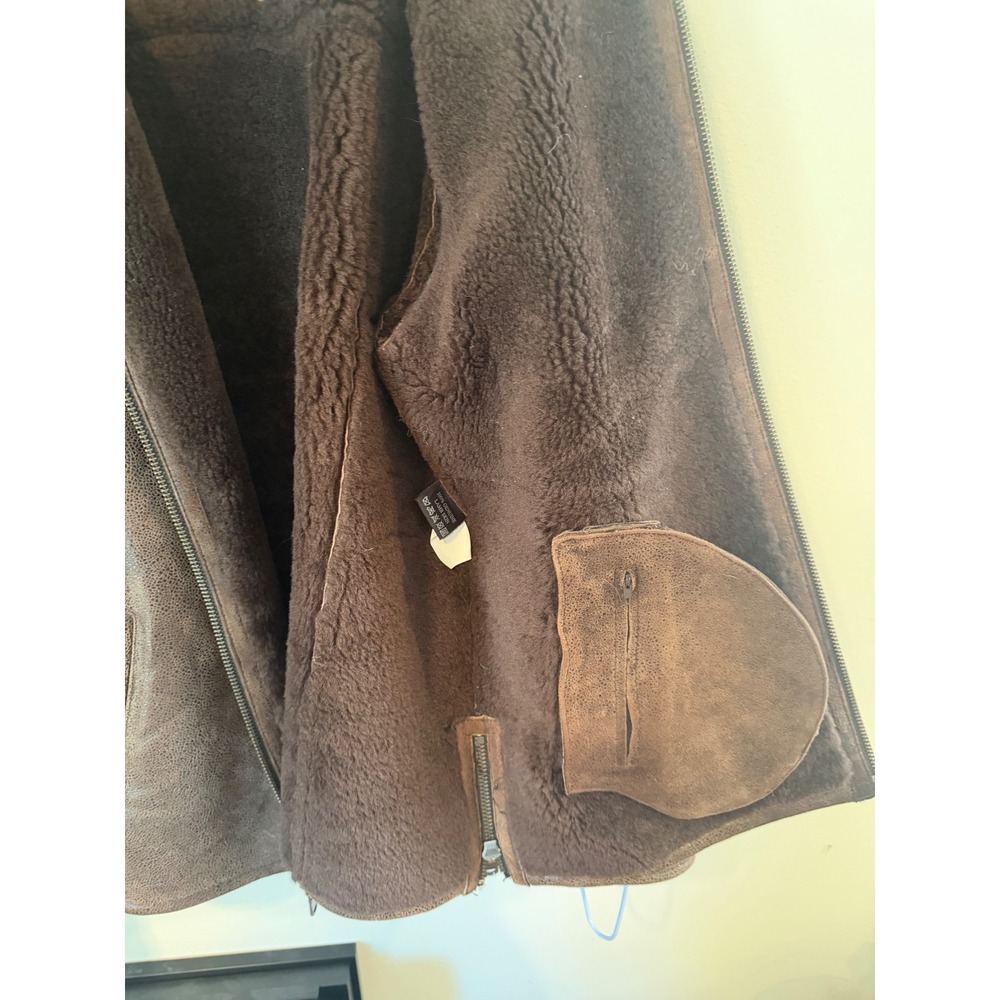Overland Shearling-Lined Leather Bomber Jacket Size L  "Like New"   Perfect - Picture 6 of 6